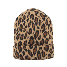 100% Acrylic waffle Multi-colors Leopard Pattern Winter Warm Knitted Hat